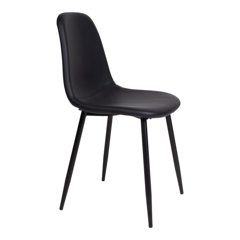 Stockholm Spisebordsstol - 2 stk. i sort kunstlæder med sorte ben HN1225