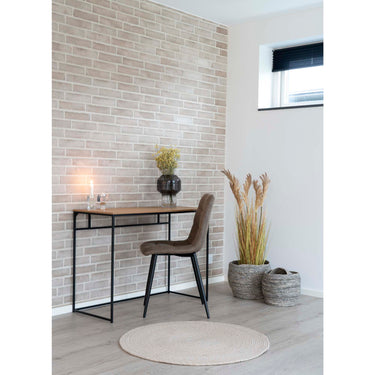 Middelfart Spisebordsstol - 2 stk. i lysebrunt microfiber med sorte ben - Bolig og Haven
