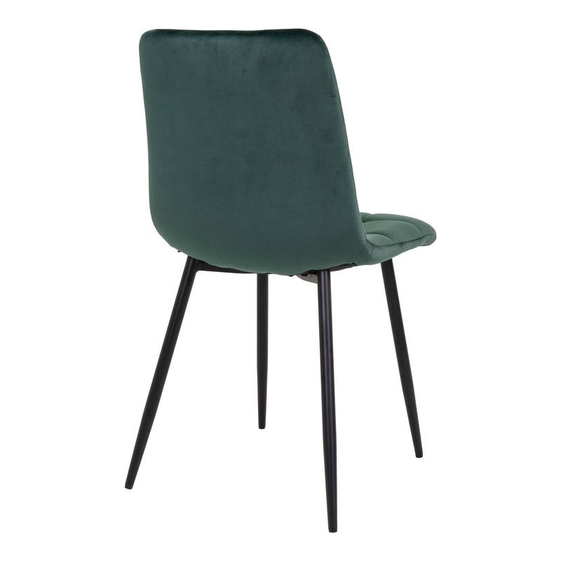 Middelfart Spisebordsstol - 2 stk. i mørkegrøn velour med sorte ben