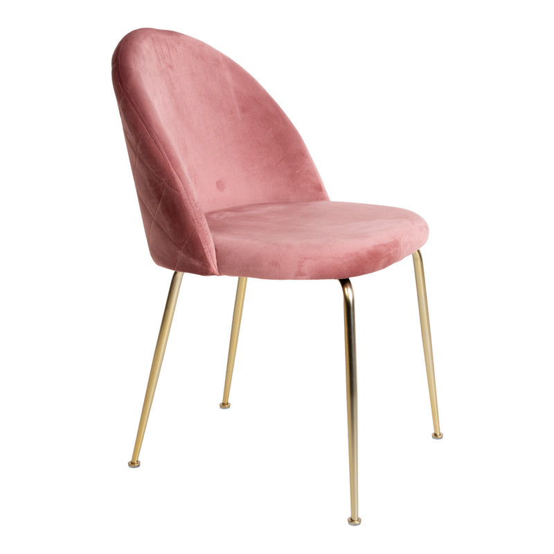 Geneve Spisebordsstol - 2 stk. i rosa velour med ben i messing look HN1214