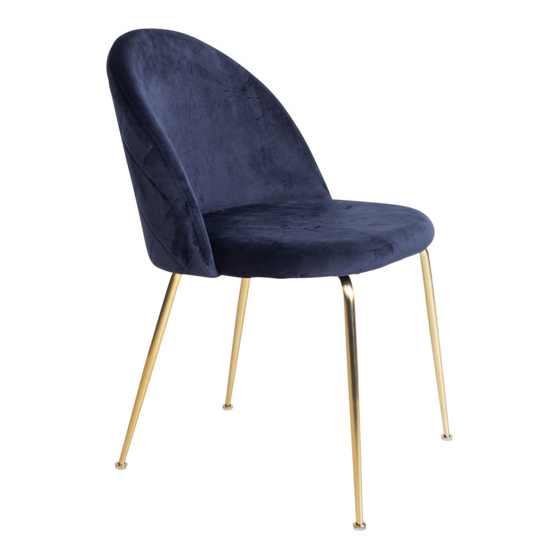 Geneve Spisebordsstol - sæt 2 stk. i blå velour med ben i messing look HN1205