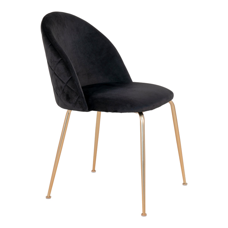Geneve Spisebordsstol - sæt af 2 stk., sort velour med ben i messing look HN1207