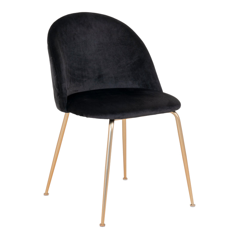 Geneve Spisebordsstol - sæt af 2 stk., sort velour med ben i messing look HN1207