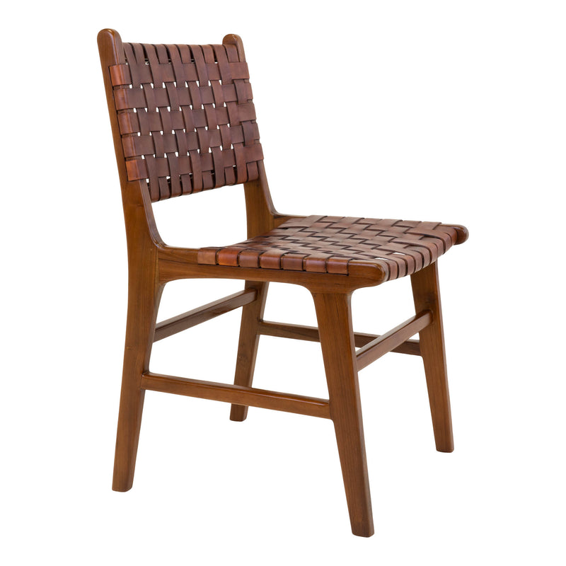 Perugia Spisebordsstol - 2 stk. i teak med brunt læder