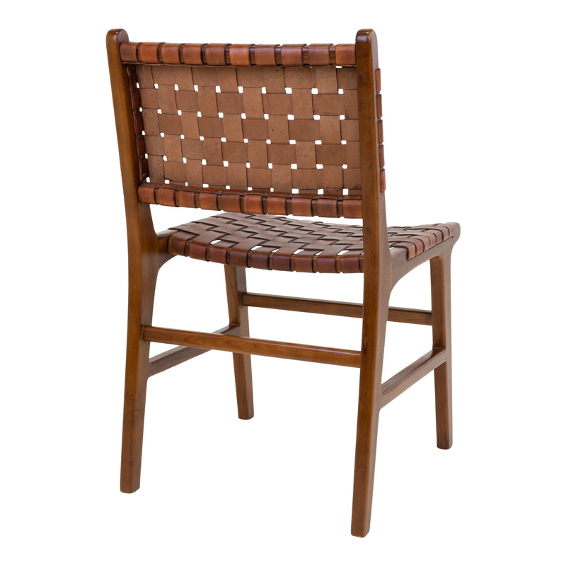 Perugia Spisebordsstol - 2 stk. i teak med brunt læder
