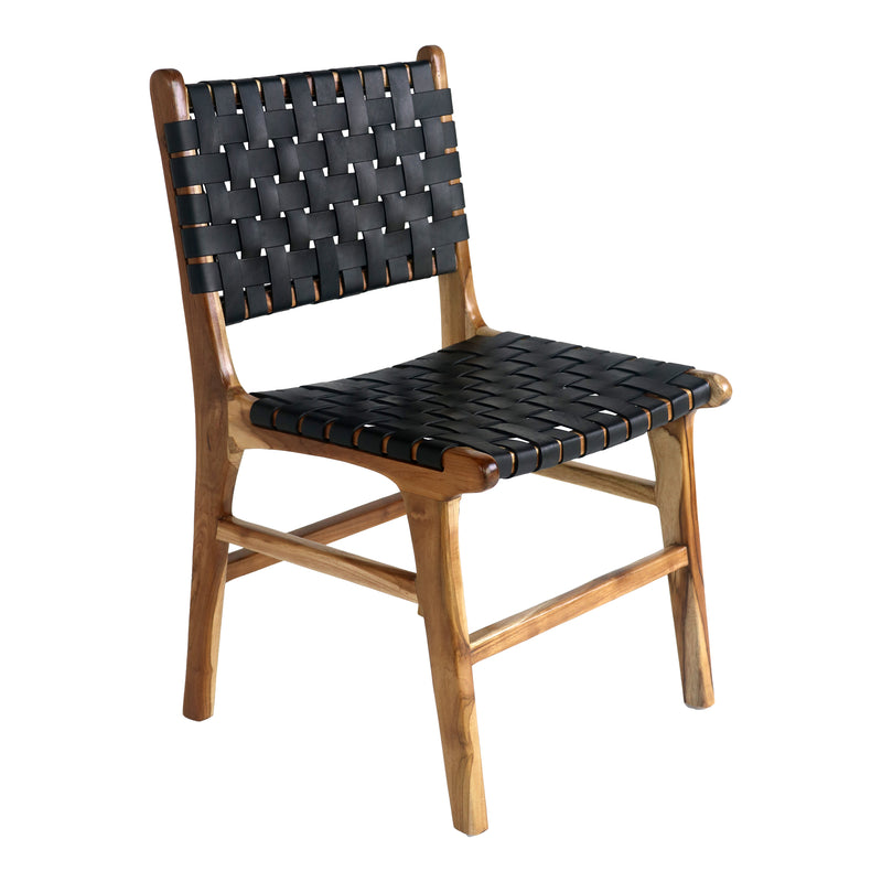 Perugia Spisebordsstol - 2 stk.  i lys Teak med sort læder