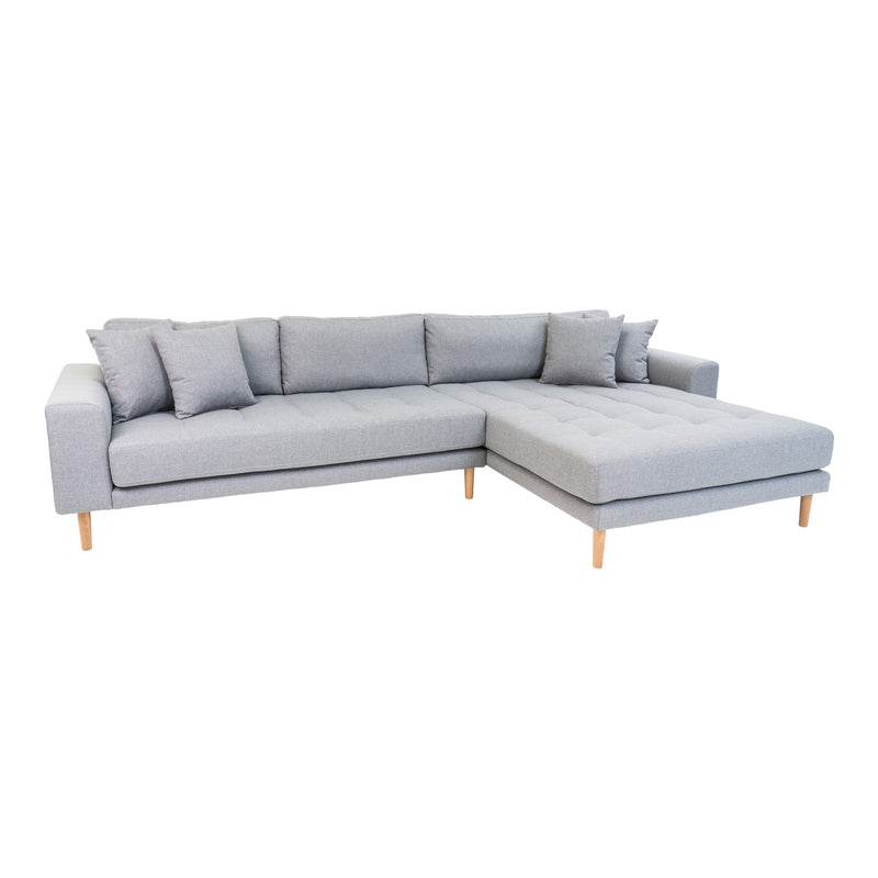 Lido Lounge Sofa højrevendt i lysegrå med fire puder HN1001