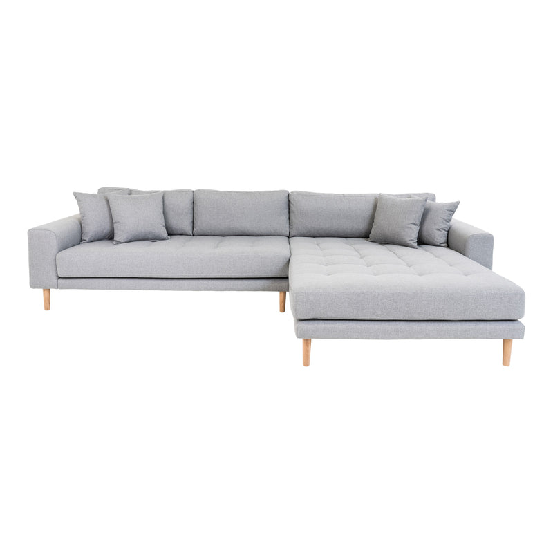 Lido Lounge Sofa højrevendt i lysegrå med fire puder HN1001