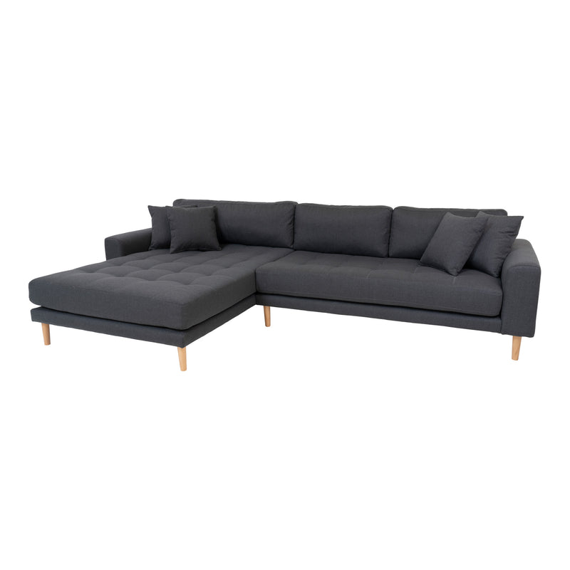 Lido Lounge Sofa venstrevendt i mørkegrå med fire puder HN1002