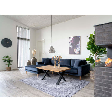 Lido Lounge Sofa venstrevendt i mørkeblåt velour med fire puder HN1005 - Bolig og Haven
