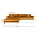Lido Lounge Sofa venstrevendt i sennepsgul velour med fire puder HN1004