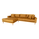 Lido Lounge Sofa venstrevendt i sennepsgul velour med fire puder HN1004