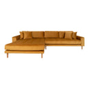 Lido Lounge Sofa venstrevendt i sennepsgul velour med fire puder HN1004