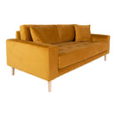 Lido 2,5 Personers Sofa i sennepsgult velour med to puder HN1004