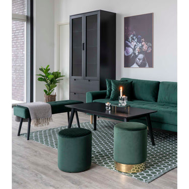 Lido 2,5 Personers Sofa i mørkegrønt velour med to puder HN1006 - Bolig og Haven
