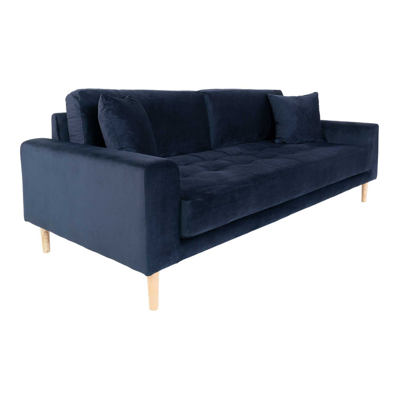 Lido 3 Personers Sofa i mørkeblåt velour med to puder HN1005