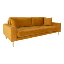 Lido 3 Personers Sofa i sennepsgult velour med to puder HN1004 - Bolig og Haven