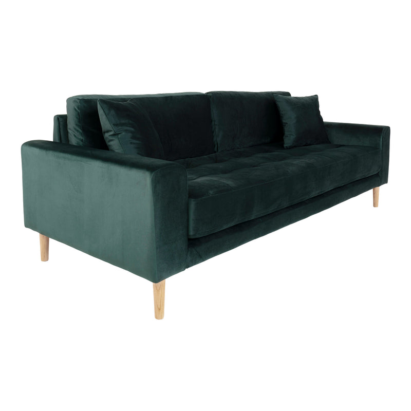 Lido 3 Personers Sofa i mørkegrønt velour med to puder HN1006