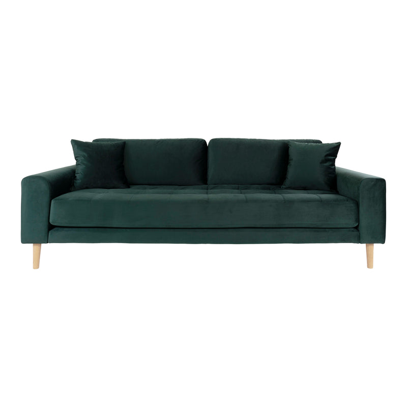 Lido 3 Personers Sofa i mørkegrønt velour med to puder HN1006