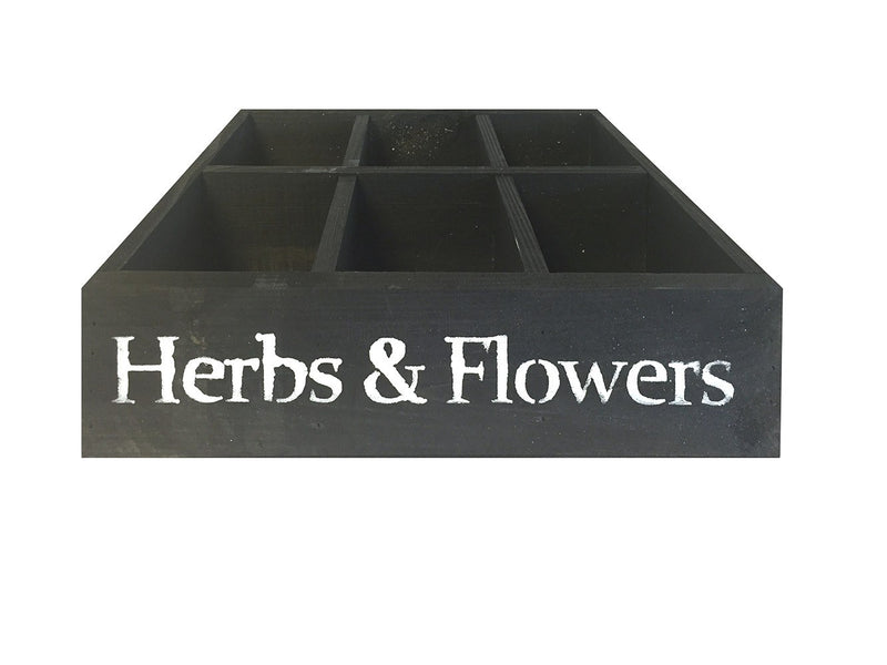 Den sorte Herbs trækasse med 6 rum fra Garden Life i størrelsen 30 x 40 cm 