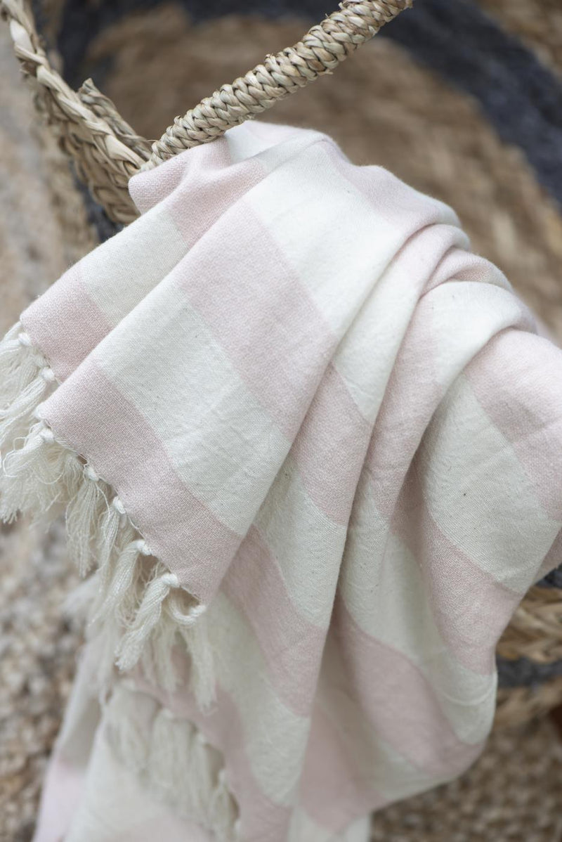 Ib Laursen - Hammam håndklæde lyserøde striber 2 størrelser