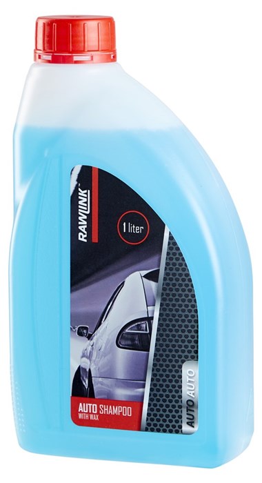 1 liter auto shampoo med voks fra Rawlink, set fra siden