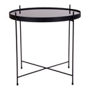 House Nordic - Venezia Sofabord - i sort stål med glas ø48xh48cm