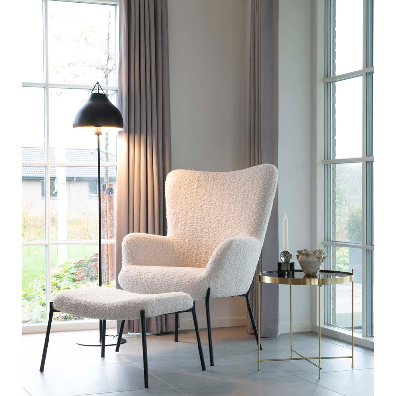 House Nordic - Venezia Sofabord - messing farvet stål, m. glas ø48xh48cm
