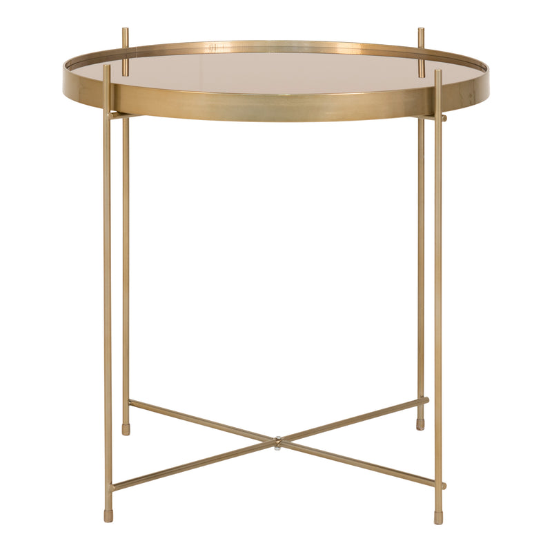 House Nordic - Venezia Sofabord - messing farvet stål, m. glas ø48xh48cm