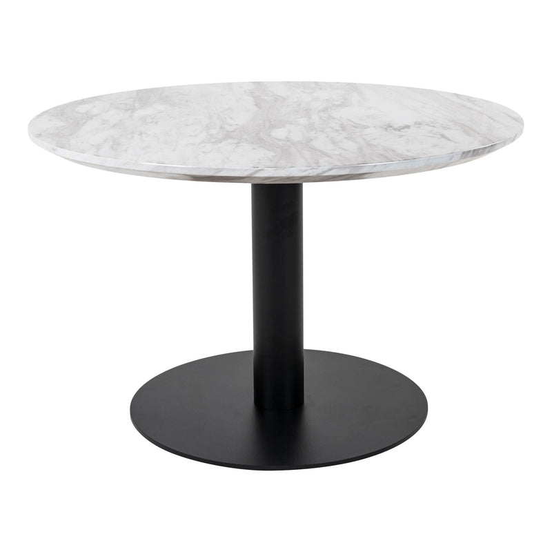Bolzano Sofabord med top i marmor look og sort ben ø70x45cm