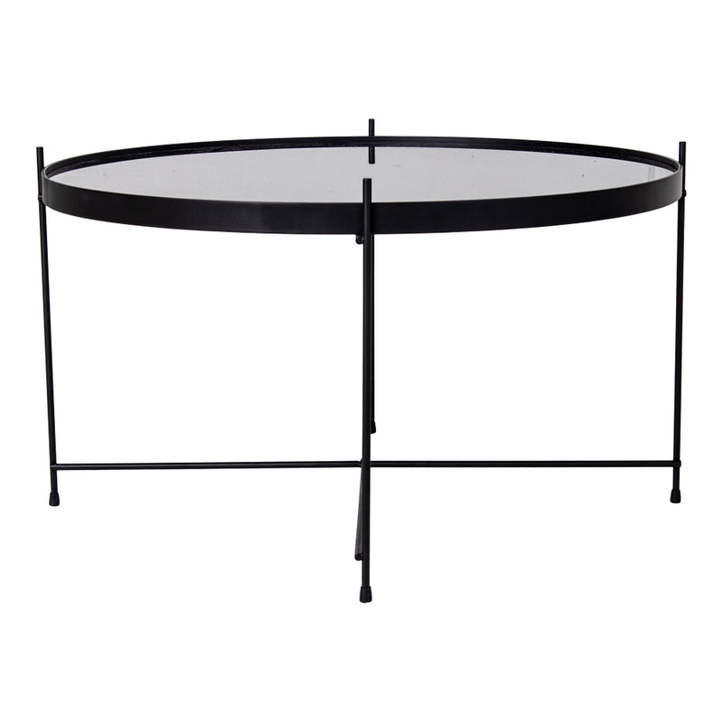 House Nordic - Venezia Sofabord - sort, m. glas, Ø70xH40cm