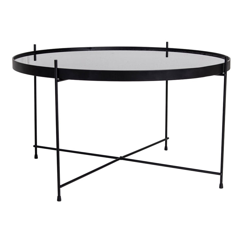 House Nordic - Venezia Sofabord - sort, m. glas, Ø70xH40cm