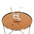 Venezia Sofabord - i messing farvet stål med glas ø70xh40cm