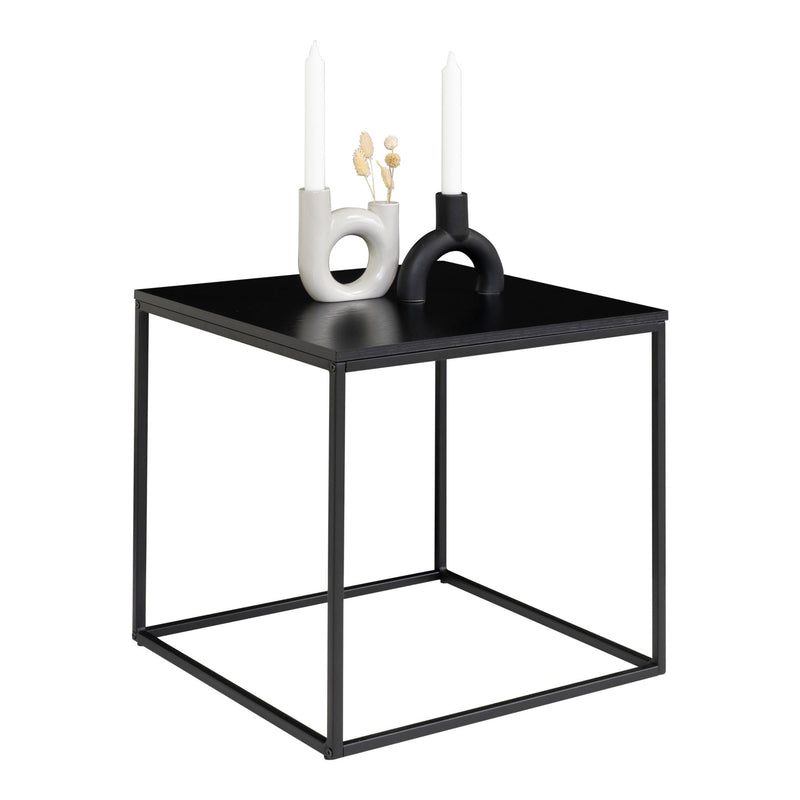 Hjørnebord med sort ramme og sort bordplade 45x45x45 cm