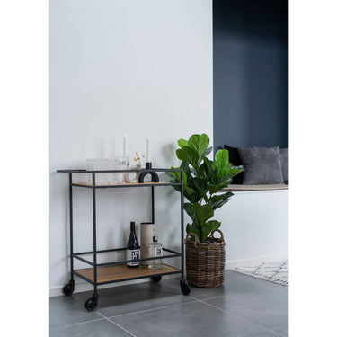 Vita - Barvogn egetræslook med sort ramme 68x40x79 cm - Bolig og Haven