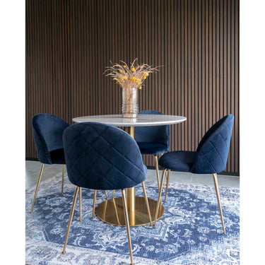 House Nordic - Bolzano Spisebord - I marmor look og ben i messing look, ø90x75cm - Bolig og Haven