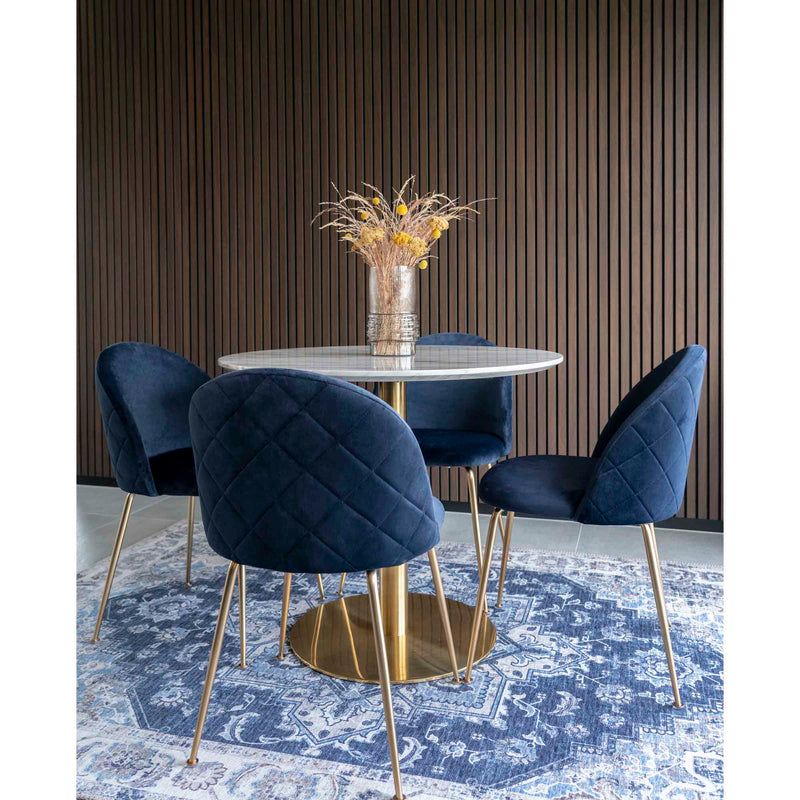 House Nordic - Bolzano Spisebord - I marmor look og ben i messing look, ø90x75cm