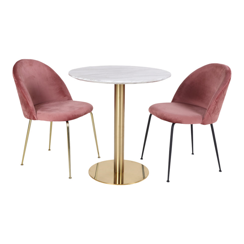 House Nordic - Bolzano Spisebord - I marmor look og ben i messing look, ø90x75cm