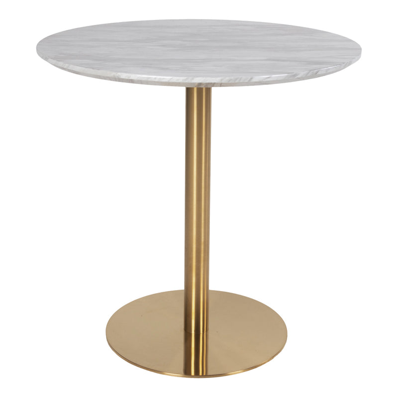 House Nordic - Bolzano Spisebord - I marmor look og ben i messing look, ø90x75cm