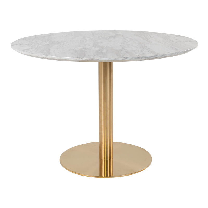 Bolzano Spisebord - I marmor look og ben i messing look ø110x75cm