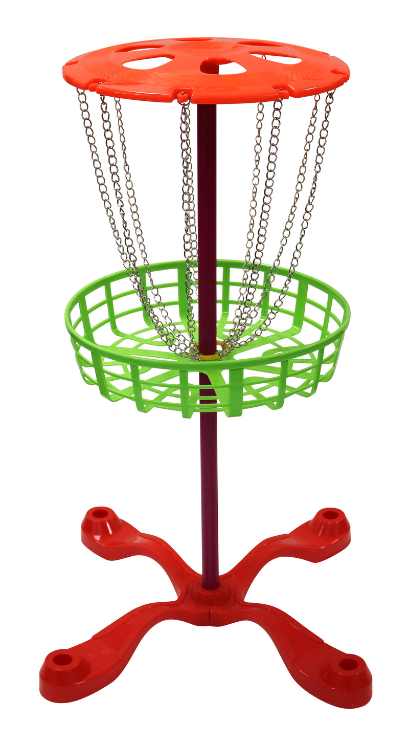 Frisbee-golf sæt i farverne grøn, orange og rød fra Play>it