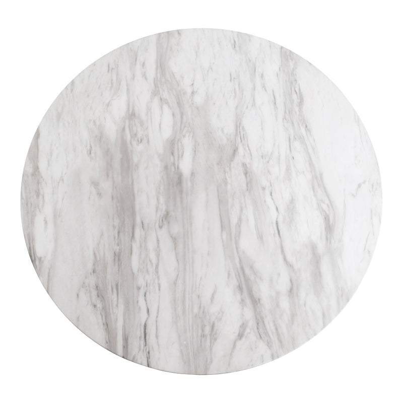 Bolzano - Barbord med top i marmor look og sort ben ø70x105cm