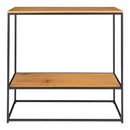 Vita Konsolbord - Sort ramme og egetræslook hylder 80x80x36 cm