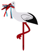 Magni - Fødselsstork "Stor" i træ med Rød/blå bånd 80 cm