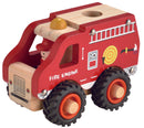 Magni - Brandbil i træ med gummihjul