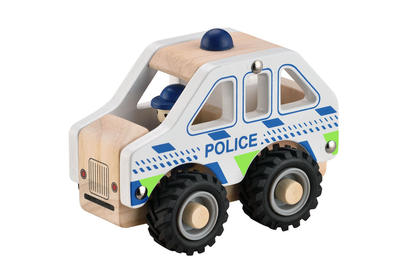 Magni - Politibil i træ med gummihjul