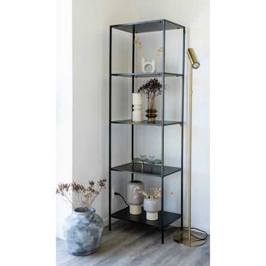 Vita - Reol med sort ramme og 5 sorte hylder 51x36x170 cm - Bolig og Haven