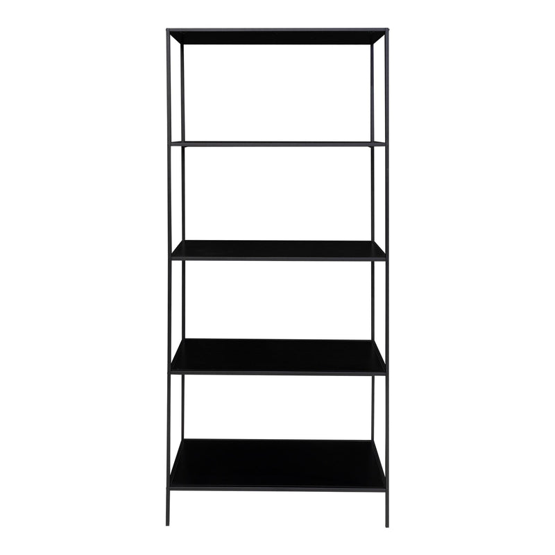 Vita - Reol med sort ramme og 5 sorte hylder 80x36x170 cm