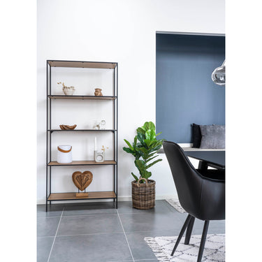 Vita - Reol med sort ramme og 5 egetrælook hylder 80x36x170 cm - Bolig og Haven