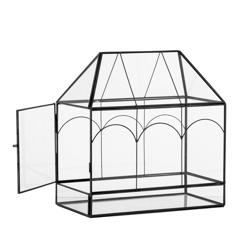 Bloomingville - Ianto Displaykasse, Sort, Glas H26 cm